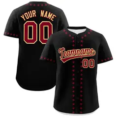 Black Crimson Star Ribbing Authentic Baseball Jersey 1
