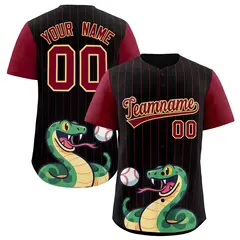 Black Crimson Stripe Animals Graffiti Raglan Baseball Jersey 1