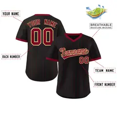 Black Crimson Stripe Authentic Pullover Baseball Jersey 2