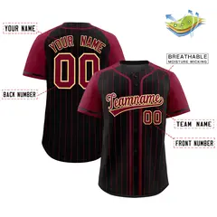 Black Crimson Stripe Raglan Sleeves Fashion Baseball Jersey 2