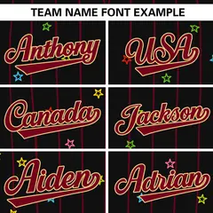 Black Crimson Stripe Star Pattern Authentic Baseball Jersey 3