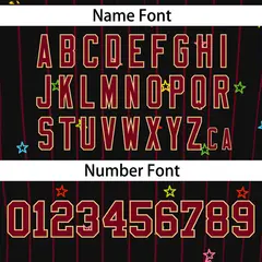 Black Crimson Stripe Star Pattern Authentic Baseball Jersey 4