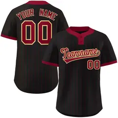Black Crimson Stripe Two-Button Softball Jersey