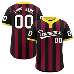 Black Crimson Stripe Two-Button Softball Jersey 1