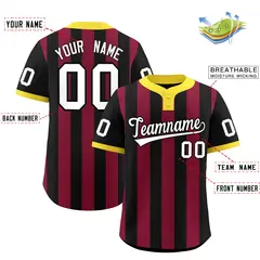 Black Crimson Stripe Two-Button Softball Jersey 2