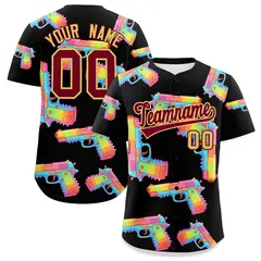 Black Crimson Sugar-Coated Firepower Graffiti Baseball Jersey 1