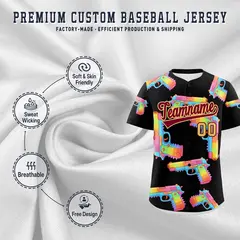 Black Crimson Sugar-Coated Firepower Graffiti Baseball Jersey 3