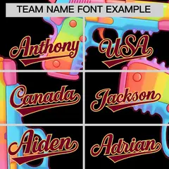 Black Crimson Sugar-Coated Firepower Graffiti Baseball Jersey 5