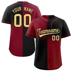 Black Crimson Symmetrical Gradient Authentic Baseball Jersey
