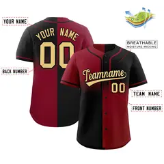 Black Crimson Symmetrical Gradient Authentic Baseball Jersey 2