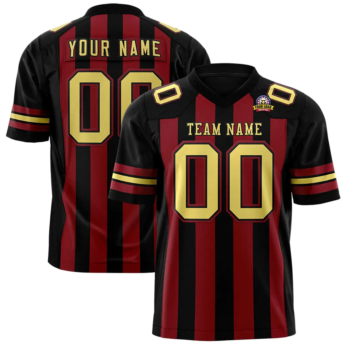 Black Crimson Thick Stripe Authentic Football Jersey