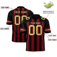 Black Crimson Thick Stripe Authentic Football Jersey 2