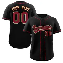 Black Crimson Thorns Ribbed Baseball Jersey 1