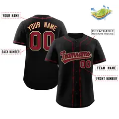 Black Crimson Thorns Ribbed Baseball Jersey 2
