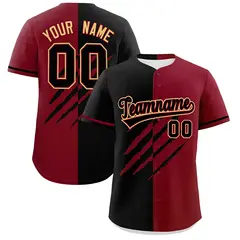 Black Crimson Tiger Claw Scratch Split Baseball Jersey 1
