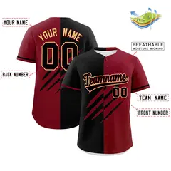 Black Crimson Tiger Claw Scratch Split Baseball Jersey 2