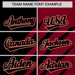 Black Crimson Tiger Claw Scratch Split Baseball Jersey 3