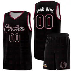 Black Crimson Trailblazer Dot Pattern Basketball Jersey 1