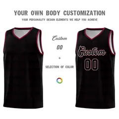 Black Crimson Trailblazer Dot Pattern Basketball Jersey 3