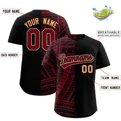 Black Crimson Tribal Split Baseball Jersey 2