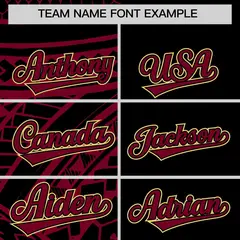 Black Crimson Tribal Split Baseball Jersey 3