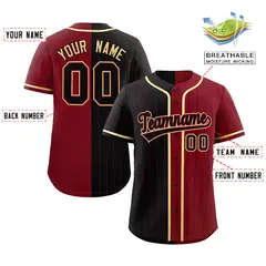 Black Crimson Two Tone Striped Authentic Baseball Jersey 2