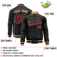 Black Crimson Varsity Full-Zip Letterman Baseball Jacket 4