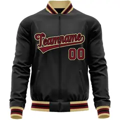 Black Crimson Varsity Full-Zip Letterman Baseball Jacket 5