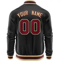 Black Crimson Varsity Full-Zip Letterman Baseball Jacket 6