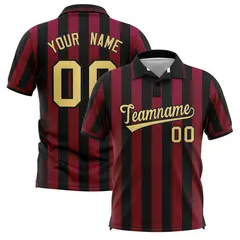 Black Crimson Vertical Stripes Performance Polo Shirt 1