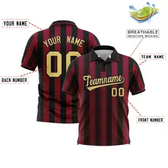 Black Crimson Vertical Stripes Performance Polo Shirt 2