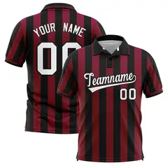 Black Crimson Vertical Stripes Performance Polo Shirt 1