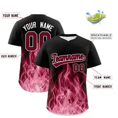 Black Crimson White Flame Graffiti Baseball Jersey 2