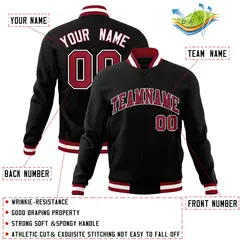Black Crimson-White Varsity Full-Snap Letterman Jacket 4