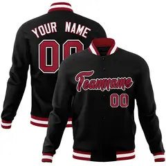 Black Crimson-White Varsity Full-Snap Letterman Jacket 1