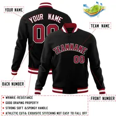 Black Crimson-White Varsity Full-Snap Letterman Jacket 4
