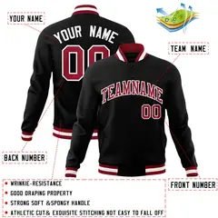 Black Crimson-White Varsity Full-Snap Letterman Jacket 4