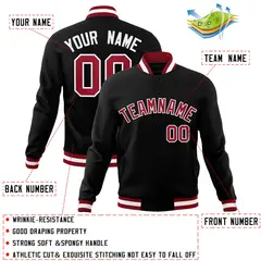 Black Crimson-White Varsity Full-Snap Letterman Jacket 4