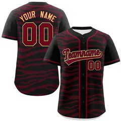 Black Crimson Zebra Stripes Graffiti Baseball Jersey