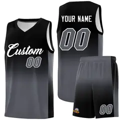 Black Dark Gray Gradient Fashion Sports Basketball Jersey
