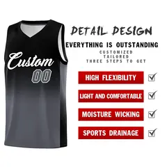Black Dark Gray Gradient Fashion Sports Basketball Jersey 2