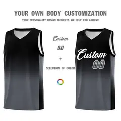 Black Dark Gray Gradient Fashion Sports Basketball Jersey 3