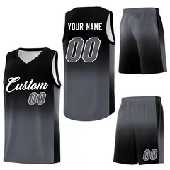 Black Dark Gray Gradient Fashion Sports Basketball Jersey 7