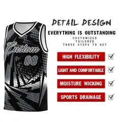 Black Dark Gray Lightning Halftone Dot Basketball Jersey 2