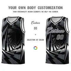 Black Dark Gray Lightning Halftone Dot Basketball Jersey 3