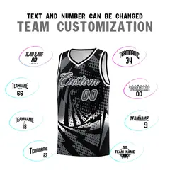 Black Dark Gray Lightning Halftone Dot Basketball Jersey 4