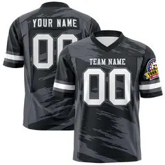 Black Dark Gray Scratch Pattern Authentic Football Jersey 1