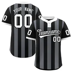 Black Dark Gray Stripe Two-Button Softball Jersey 1
