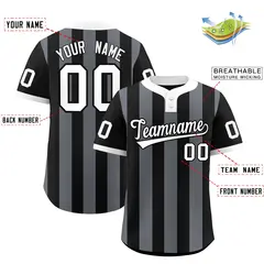 Black Dark Gray Stripe Two-Button Softball Jersey 2
