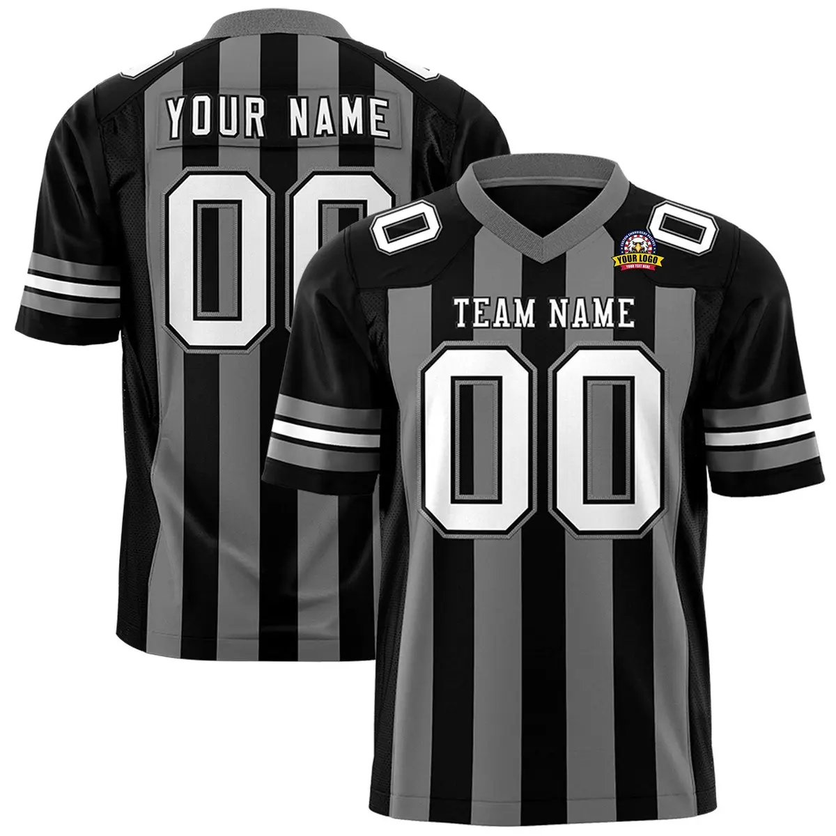 Black Dark Gray Thick Stripe Authentic Football Jersey